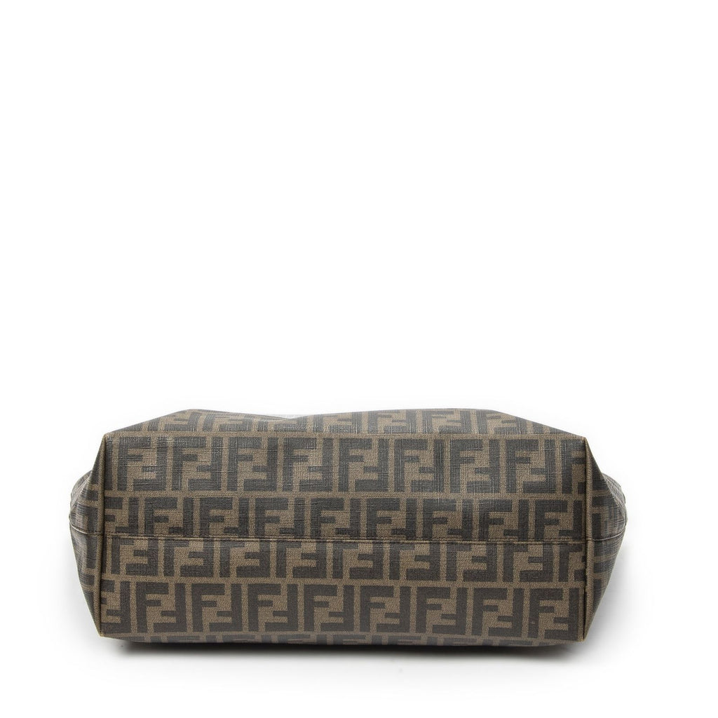 Fendi Roll Zip Tote Brown Black Resin Zucca Canvas — view 6
