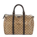 Gucci Crystal Boston Bag Beige Dark Brown Guccissima Leather