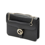Gucci Small Interlocking G GG Chain Crossbody Black Grain Calfskin Leather — view 2