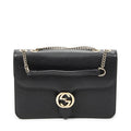 Gucci Small Interlocking G GG Chain Crossbody Black Grain Calfskin Leather