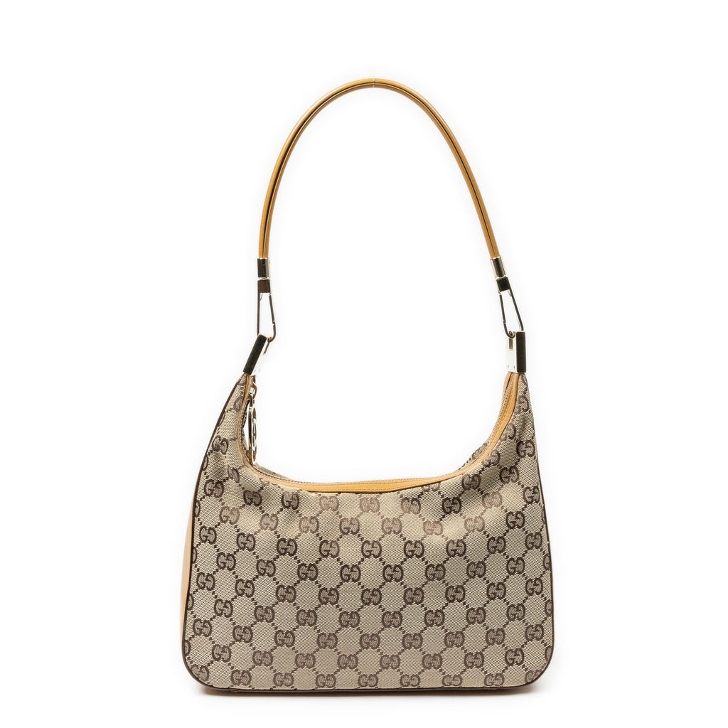 Gucci Shoulder Zip Hobo Beige Tan GG Canvas