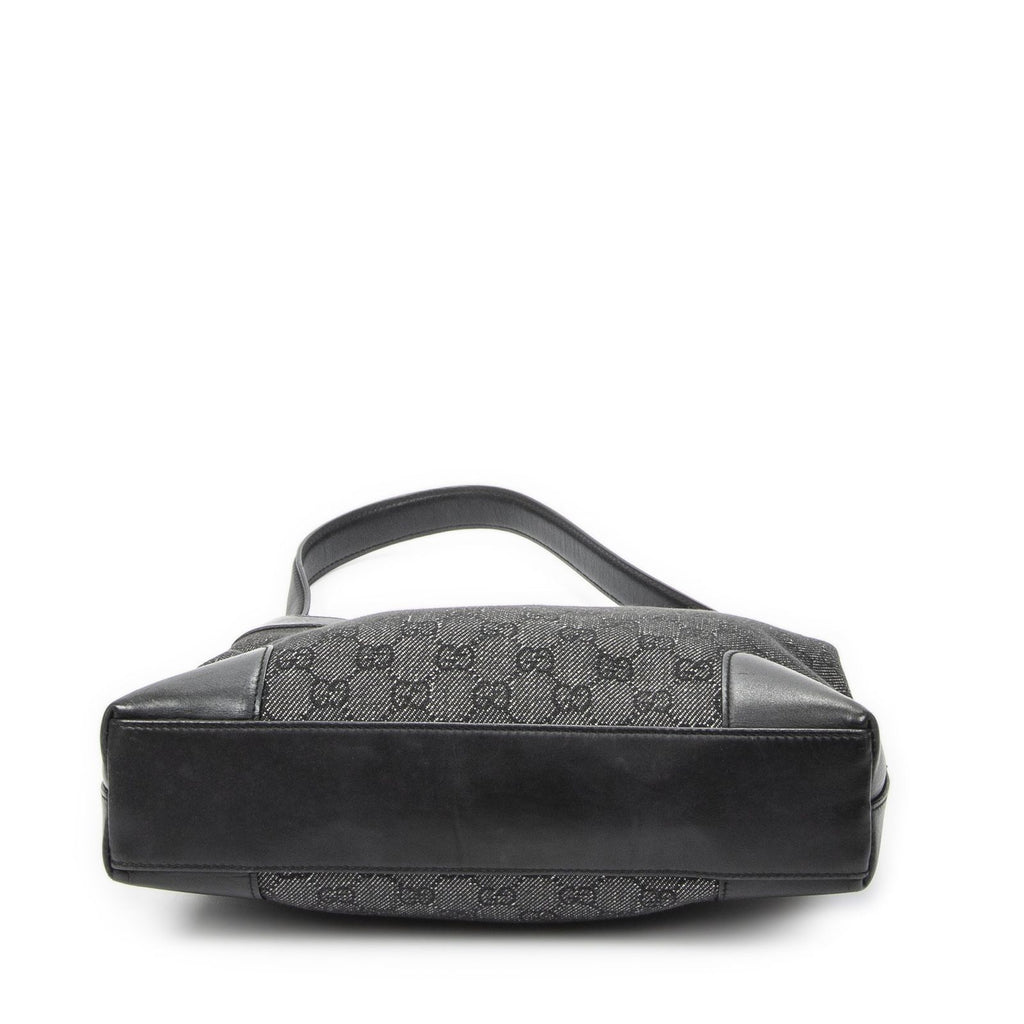 Gucci GG Hobo Shoulder Bag Black Denim Canvas — view 6
