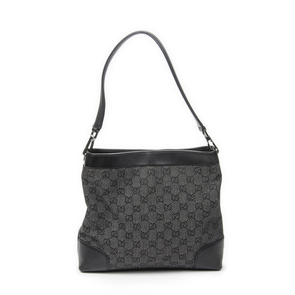 Gucci GG Hobo Shoulder Bag Black Denim Canvas — view 5