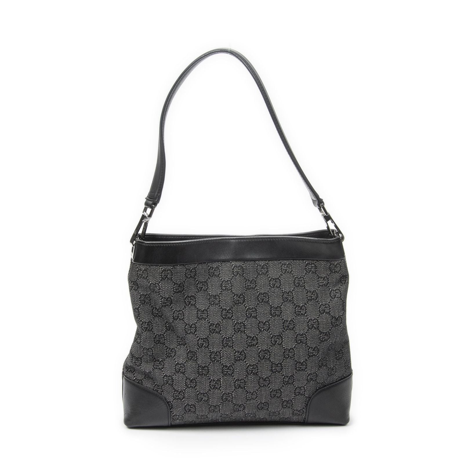 Gucci GG Hobo Shoulder Bag Black Denim Canvas — view 5