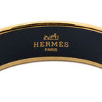 Hermes Enamel Bangle Navy Green Gold Print Motif Bracelet — view 4