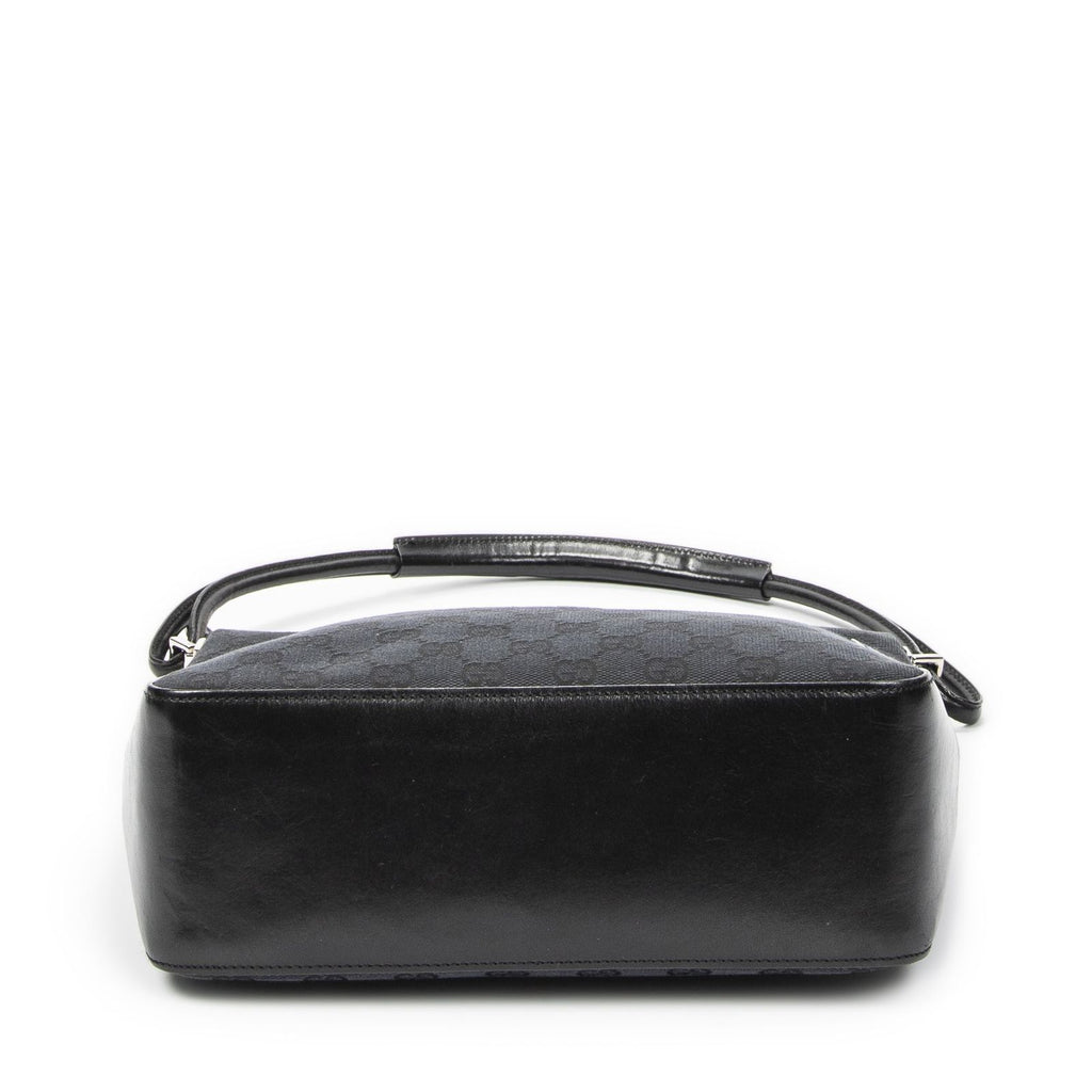 Gucci Zip Shoulder Hobo Black GG Canvas — view 6