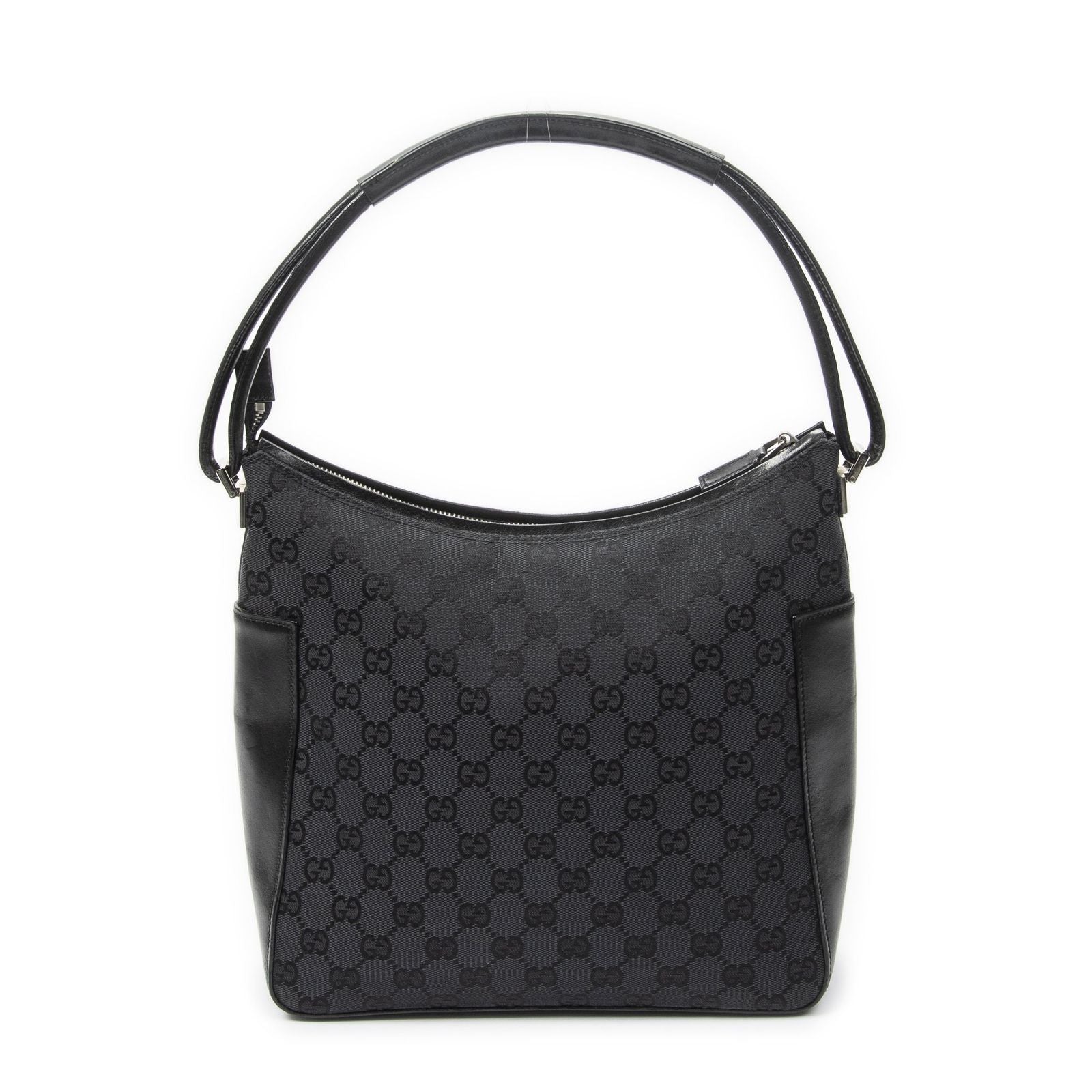 Gucci Zip Shoulder Hobo Black GG Canvas — view 5