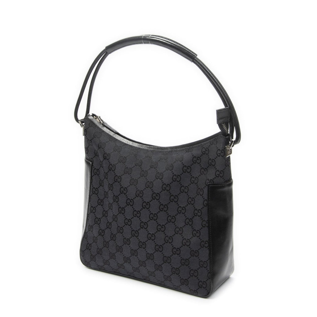 Gucci Zip Shoulder Hobo Black GG Canvas — view 2