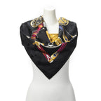 Hermes Scarf Black Gold Pink Jacquard Silk