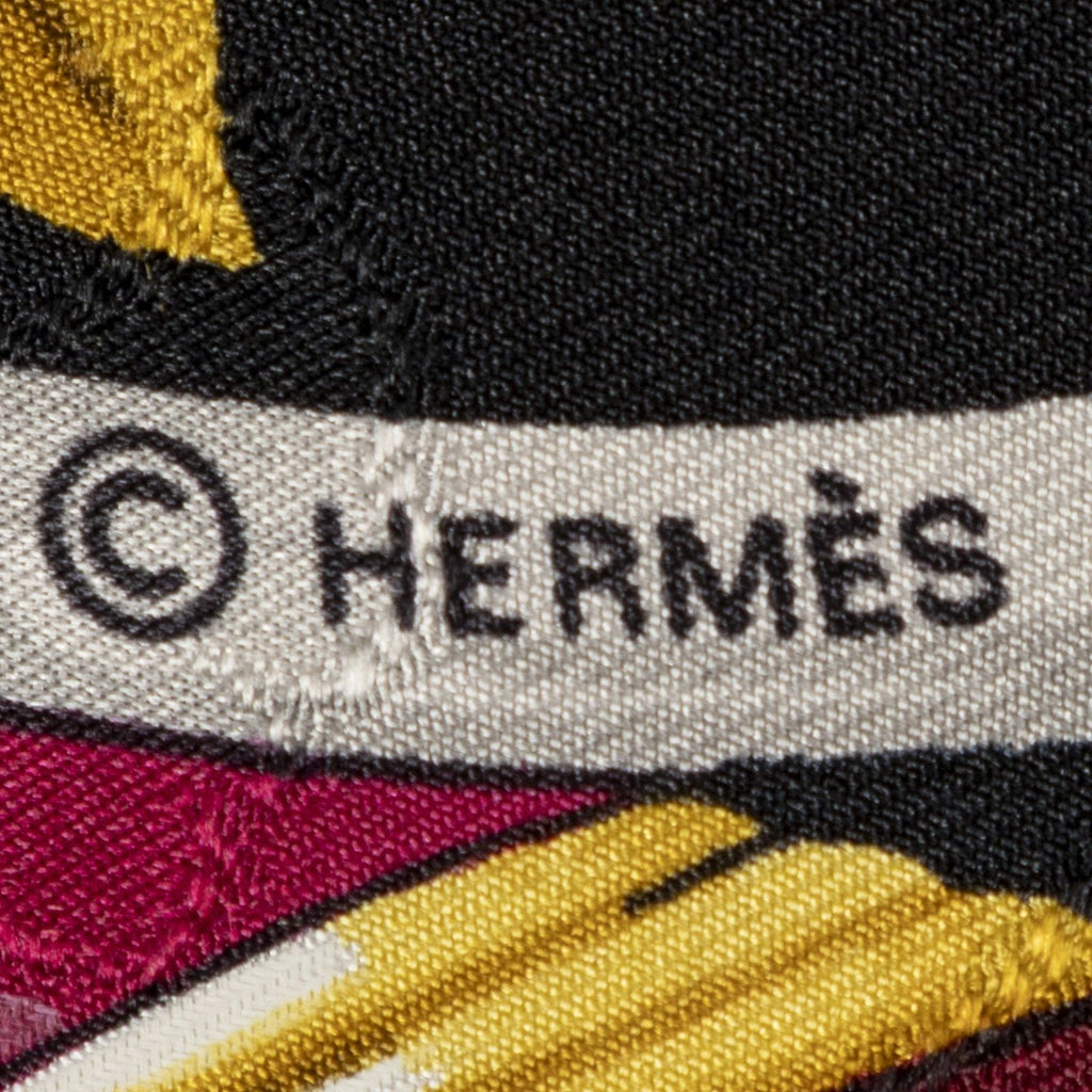 Hermes Scarf Black Gold Pink Jacquard Silk — view 4