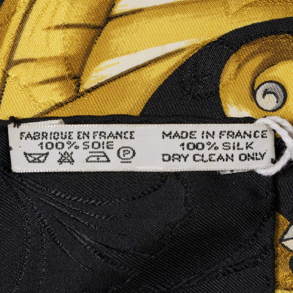 Hermes Scarf Black Gold Pink Jacquard Silk — view 5