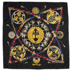 Hermes Scarf Black Gold Pink Jacquard Silk — view 2