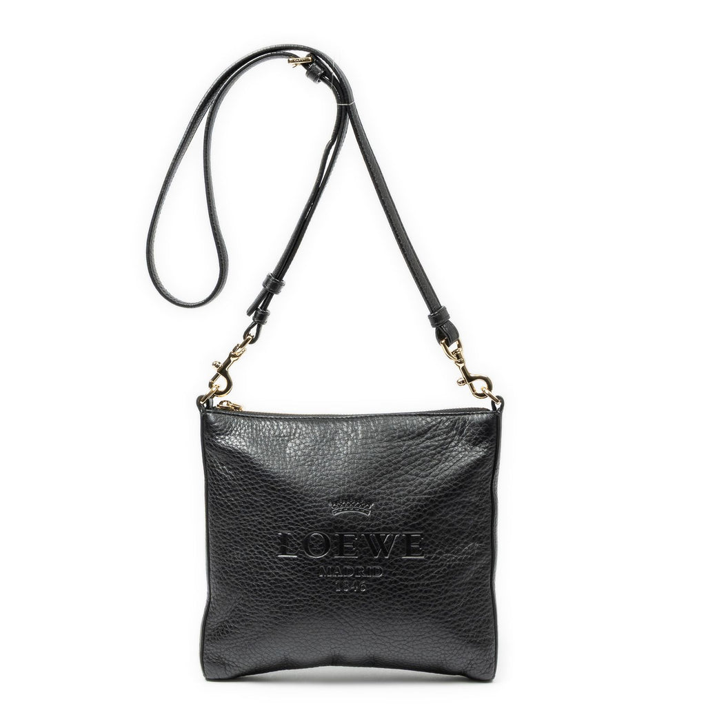 Loewe Mini Heritage Square Cross Belt Bag Black Grain Calfskin Leather