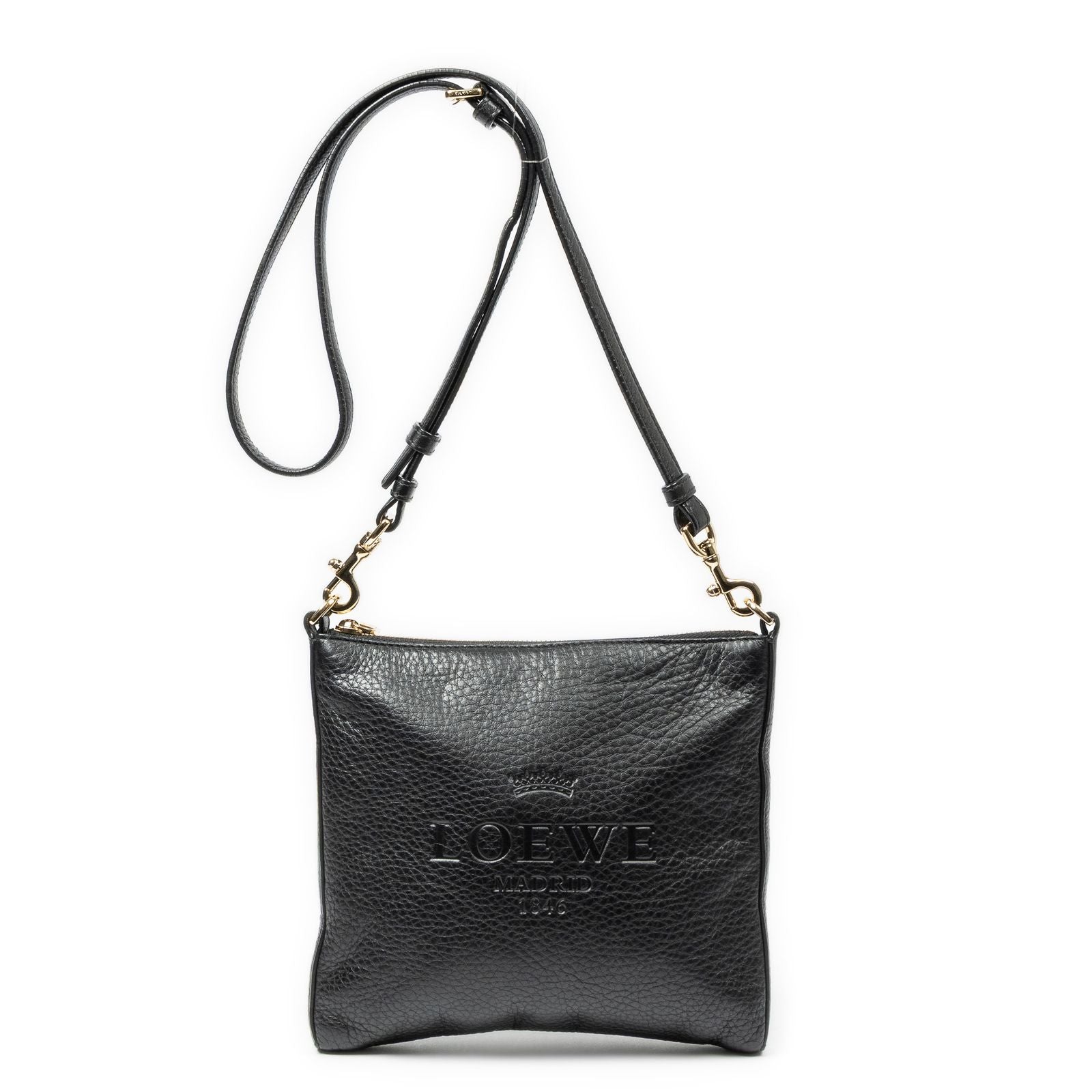 Loewe Mini Heritage Square Cross Belt Bag Black Grain Calfskin Leather