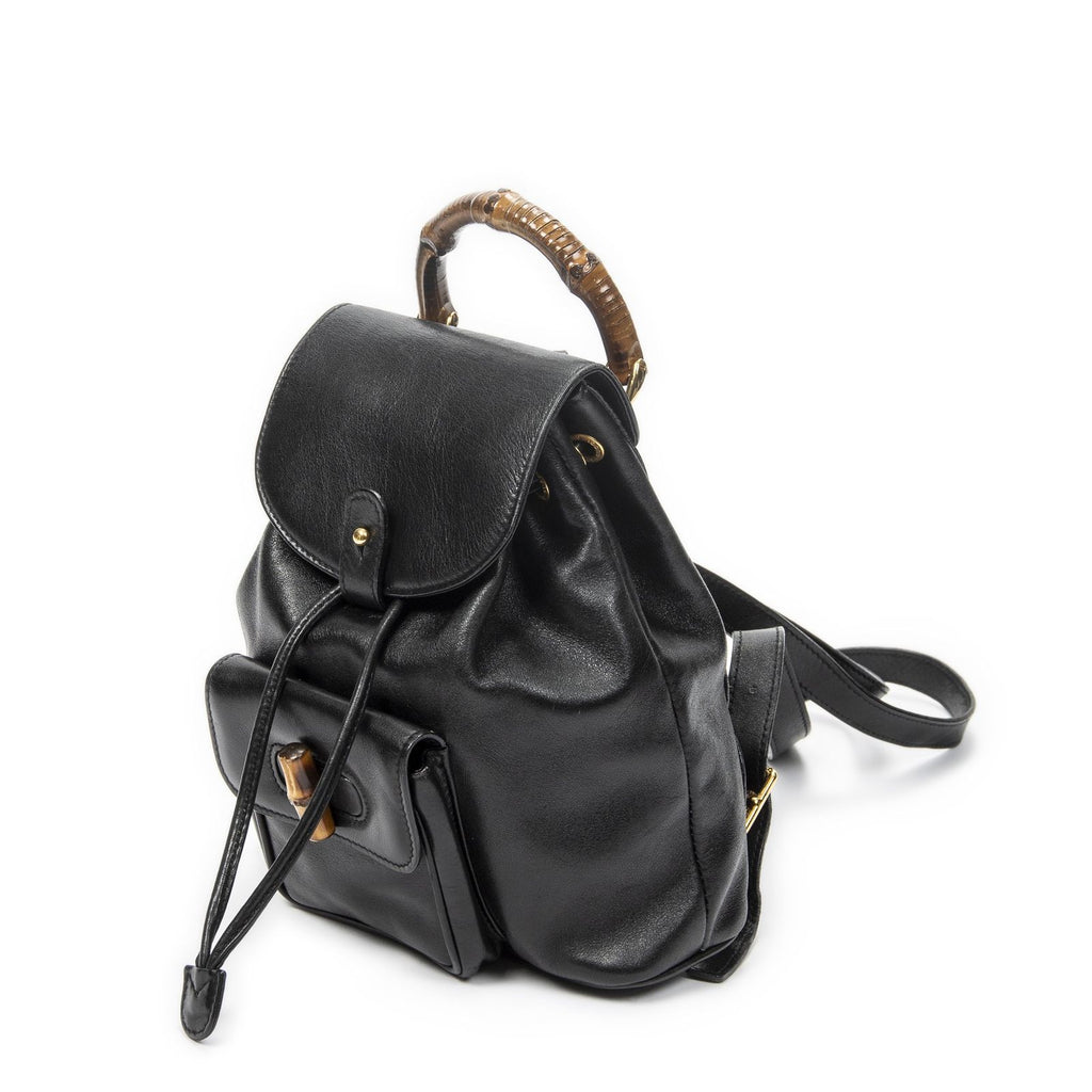 Gucci Mini Bamboo Backpack Black Calfskin Leather — view 2