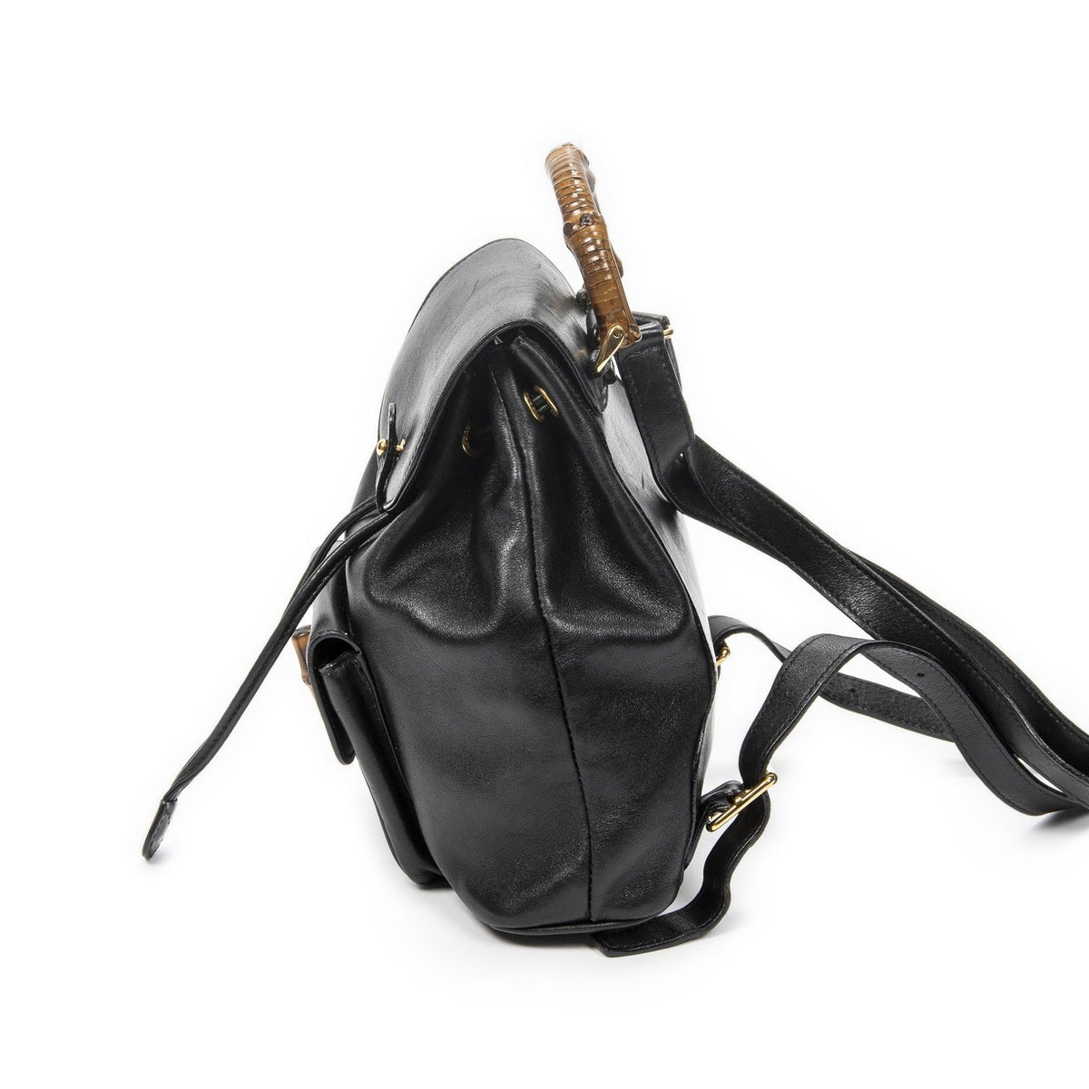Gucci Mini Bamboo Backpack Black Calfskin Leather — view 3