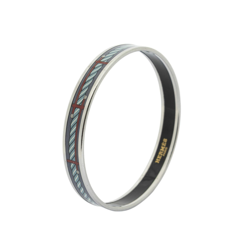 Hermes Enamel Bangle Gray Bracelet