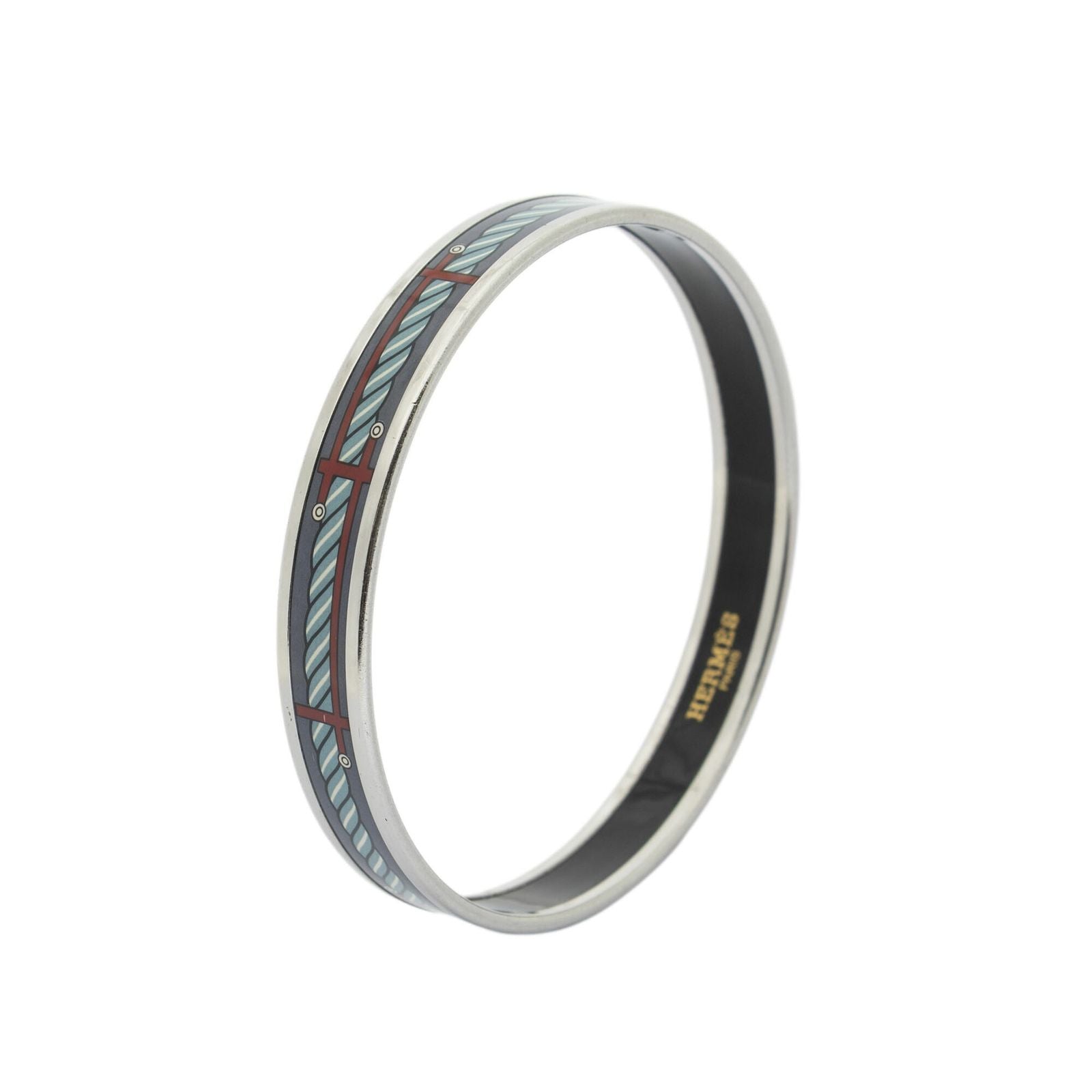 Hermes Enamel Bangle Gray Bracelet