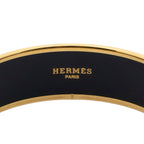 Hermes Enamel Bangle Black Gold Chain Motif Bracelet — view 4