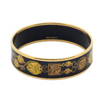 Hermes Enamel Bangle Black Gold Chain Motif Bracelet — view 3