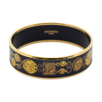 Hermes Enamel Bangle Black Gold Chain Motif Bracelet — view 2