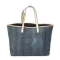 Gucci Large Web Horizon Tal Tote Blue Ivory Print Denim Canvas