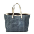 Gucci Large Web Horizon Tal Tote Blue Ivory Print Denim Canvas