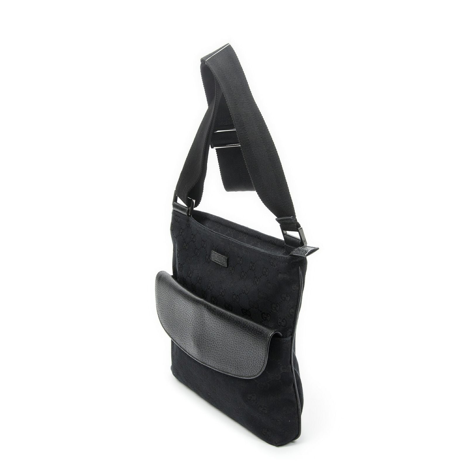 Gucci Front Pocket Messenger Bag Black GG Canvas — view 2
