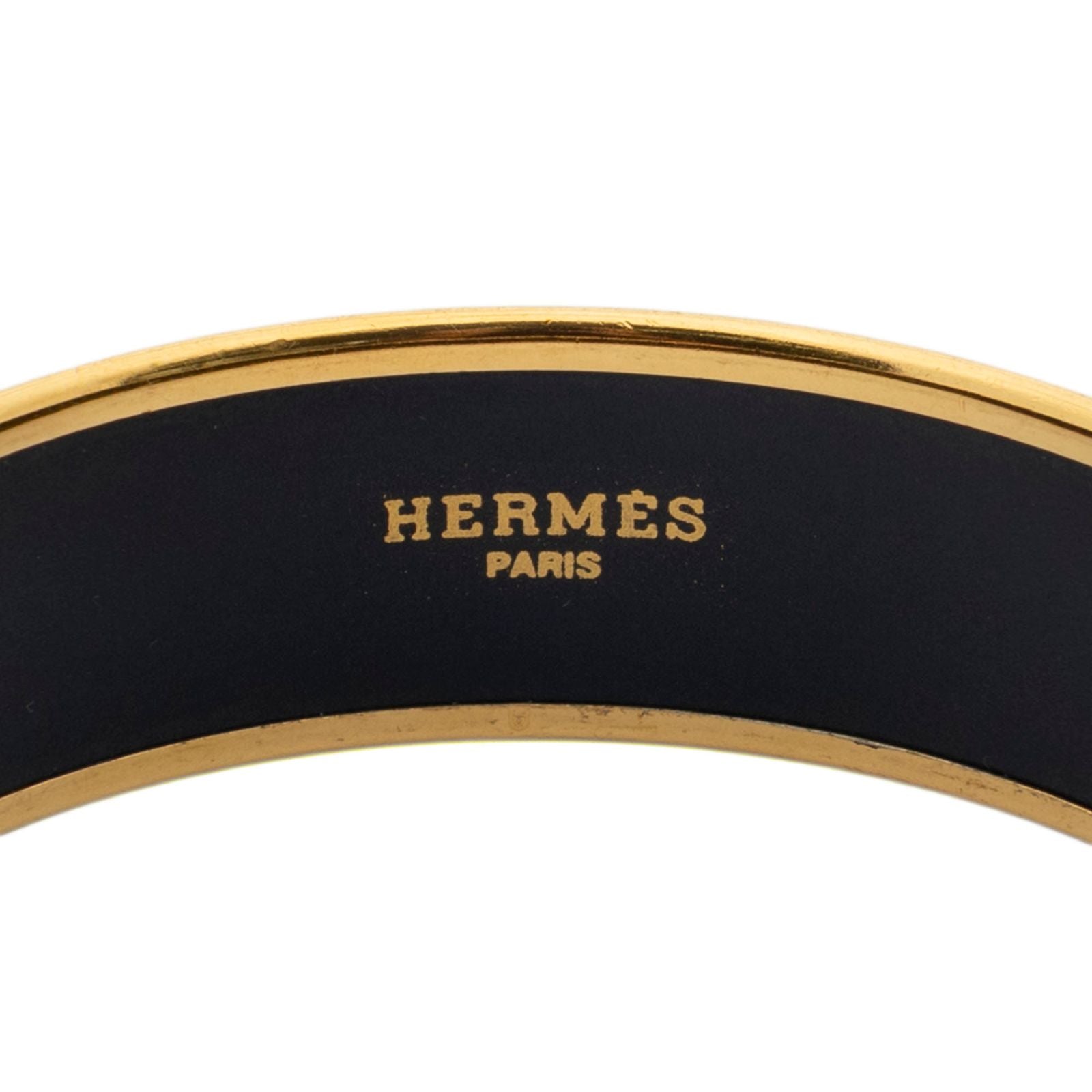 Hermes Enamel Bangle Yellow Horse Carriage Motif Bracelet — view 4