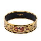 Hermes Enamel Bangle Yellow Horse Carriage Motif Bracelet — view 2