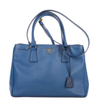 Prada Medium Garda Tote Blue Saffiano Lux Leather