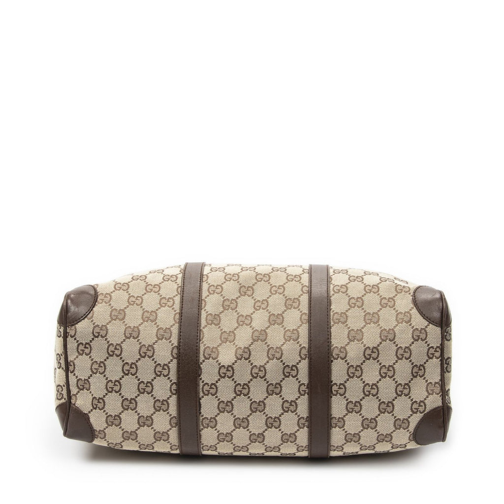 Gucci Small Boston Brown Beige GG Canvas Shoulder Bag — view 6