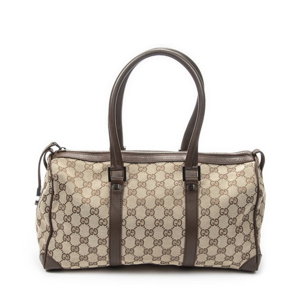 Gucci Small Boston Brown Beige GG Canvas Shoulder Bag — view 5