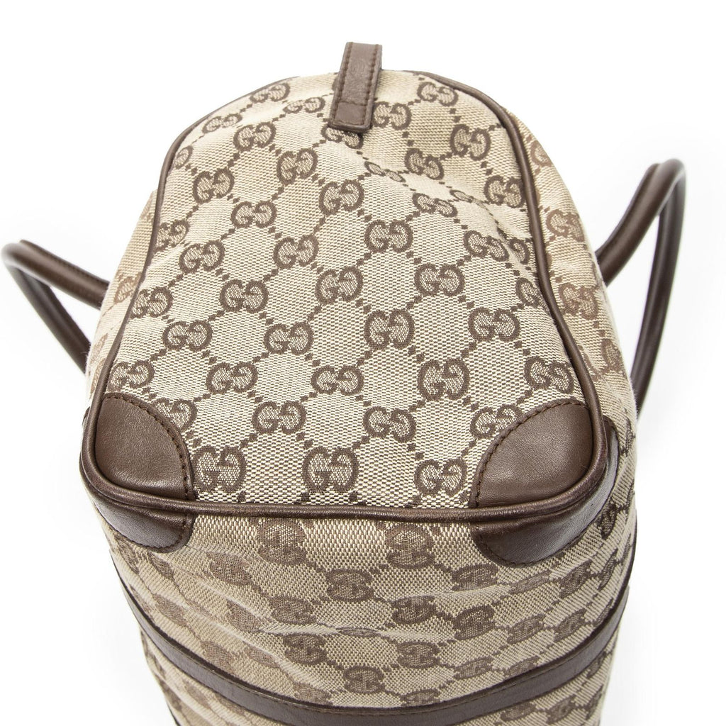 Gucci Small Boston Brown Beige GG Canvas Shoulder Bag — view 8