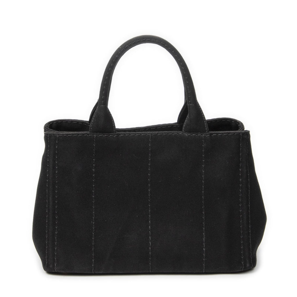 Prada Canapa Small Tote Black Canvas — view 5