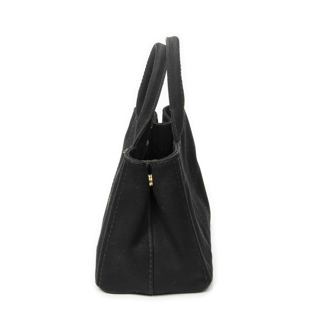 Prada Canapa Small Tote Black Canvas — view 3