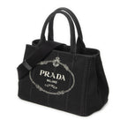 Prada Canapa Small Tote Black Canvas — view 2