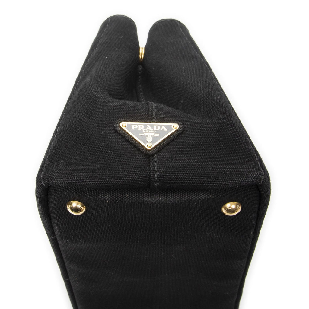 Prada Canapa Small Tote Black Canvas — view 7