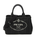 Prada Canapa Small Tote Black Canvas