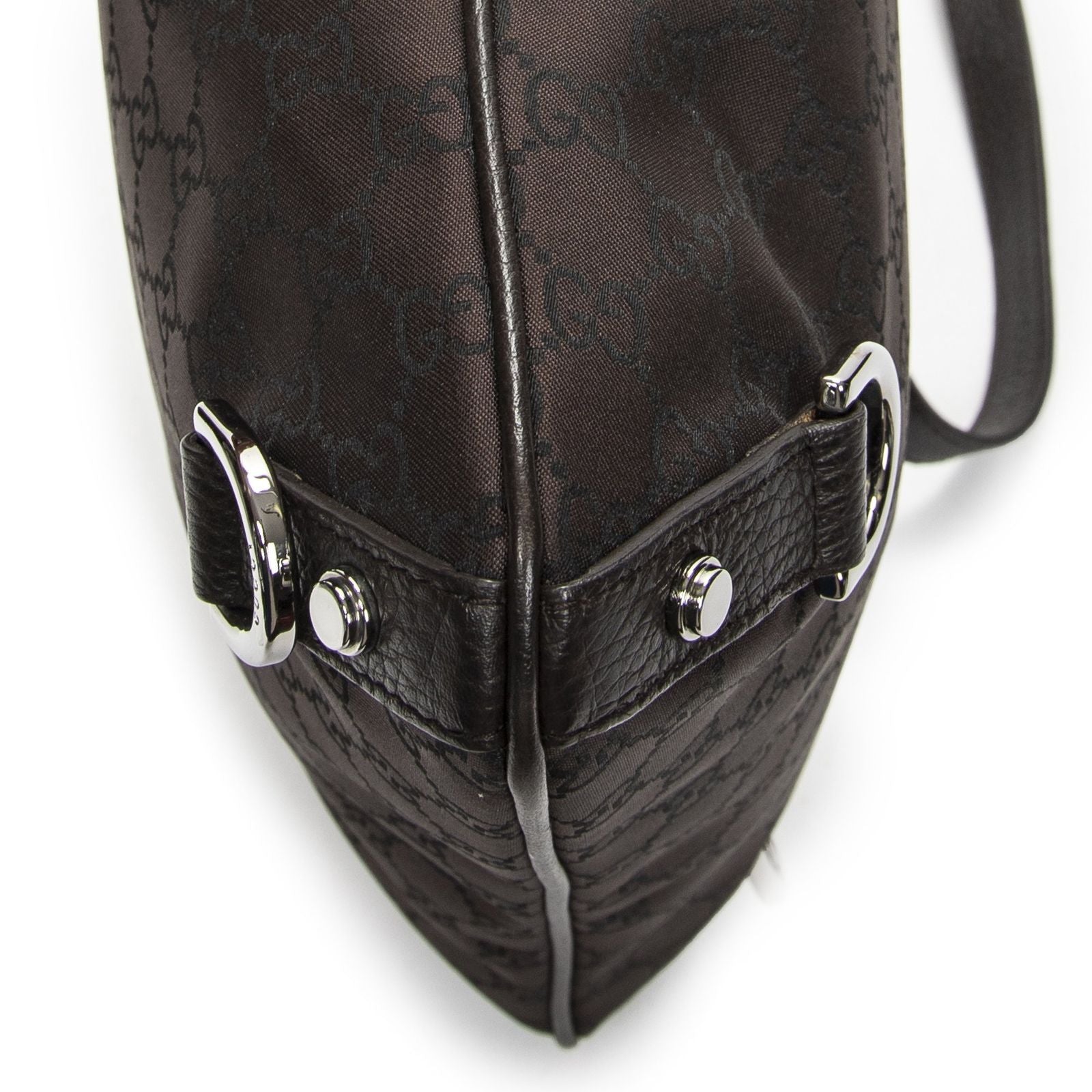 Gucci Abbey D Ring Crossbody Dark Brown GG Nylon Canvas — view 8