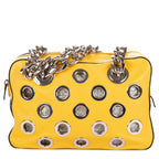 Prada Small Grommet Canapa Tote Yellow Vitello Daino — view 5