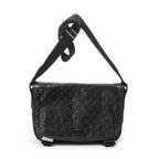 Gucci Double Buckle Flap Messenger Bag Black Guccissima Imprint Canvas