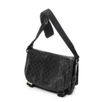 Gucci Double Buckle Flap Messenger Bag Black Guccissima Imprint Canvas — view 2