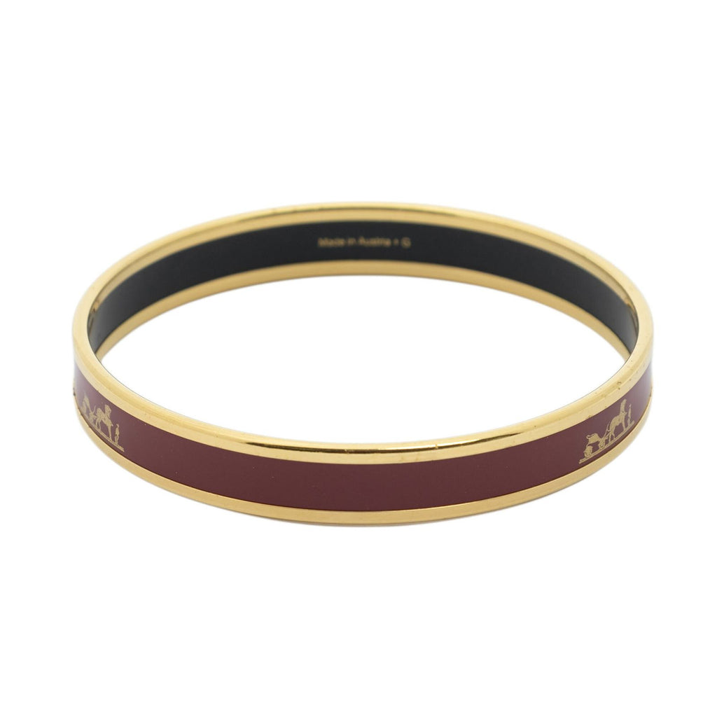 Hermes Enamel Bangle Brown Logo Motif Bracelet — view 3