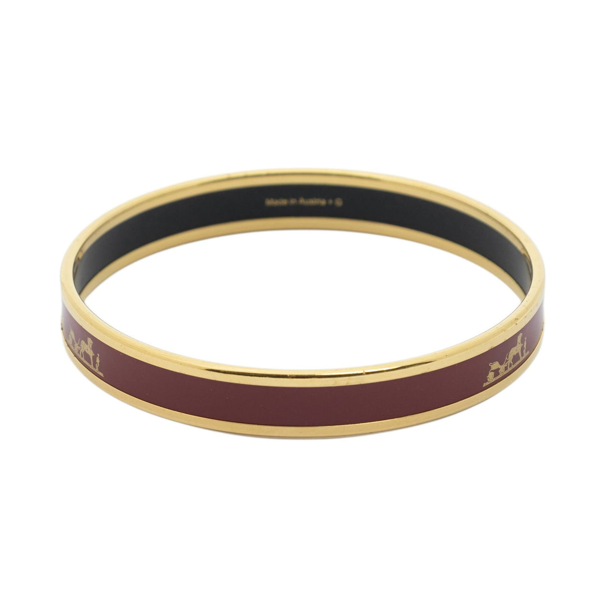 Hermes Enamel Bangle Brown Logo Motif Bracelet — view 3