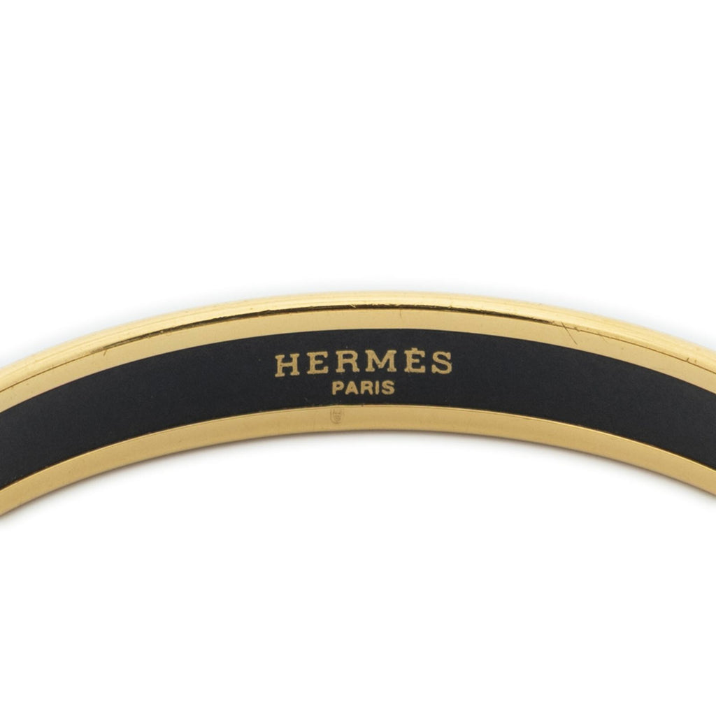 Hermes Enamel Bangle Brown Logo Motif Bracelet — view 4
