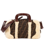 Fendi Vintage Boston Dark Brown Sheep Shoulder Bag