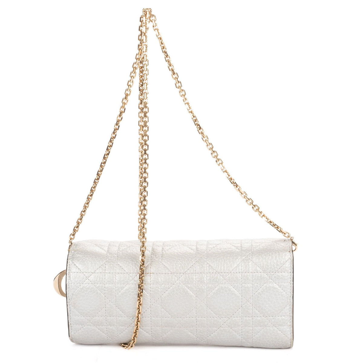 Dior Miss Dior Wallet on Chain Metallic Gray Cannage Lambskin Leather Shoulder — view 5