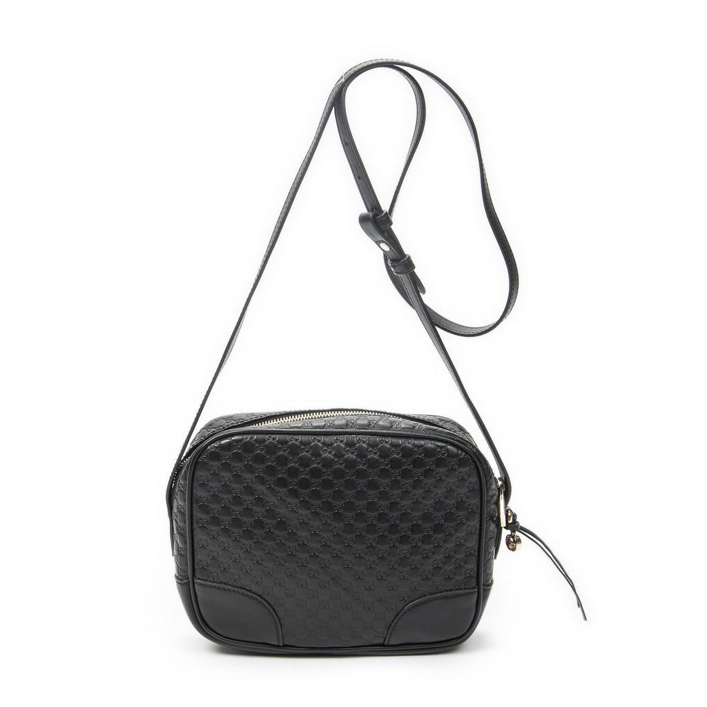 Gucci Bree Cross Belt Bag Black Micro Guccissima Leather — view 5