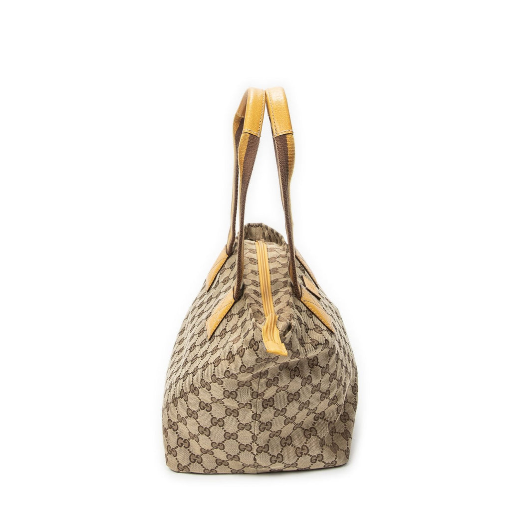 Gucci Medium Web Trapeze Tote Yellow Beige GG Canvas — view 4